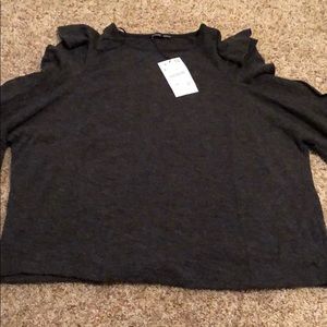 Zara sweater with ruffle cold shoulder/NEVER WORN